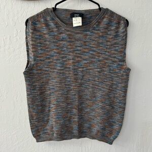 Liola Made in Italy 100% Wool Blue Brown Mulitcolor Marled Knit Sweater Vest L